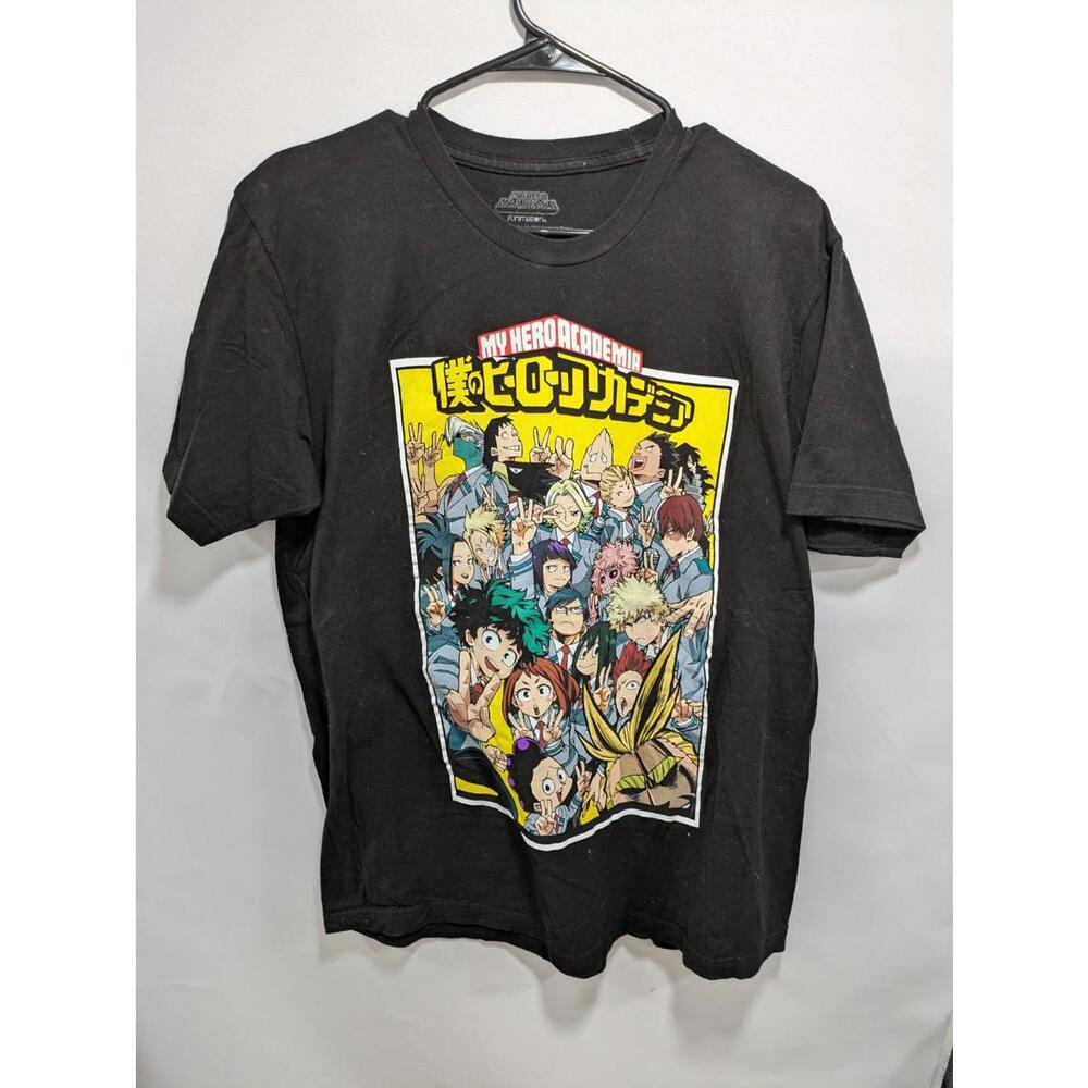 Mens MY HERO ACADEMIA Funimation Black Short Sleeve‎ Anime T-Shirt Size Large L